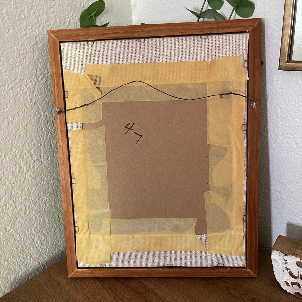 Vintage Teddy Bear Cross‎ Stitch Framed Wall Art Wood Frame Nursery Decor